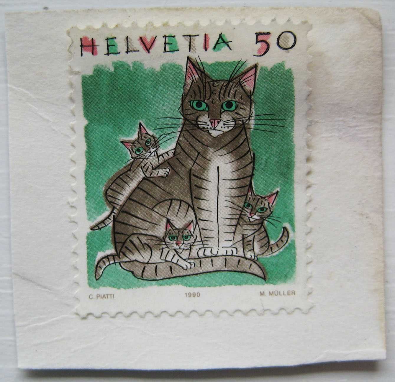 Поштова марка Швейцарія 1990 Домашні коти Кіт