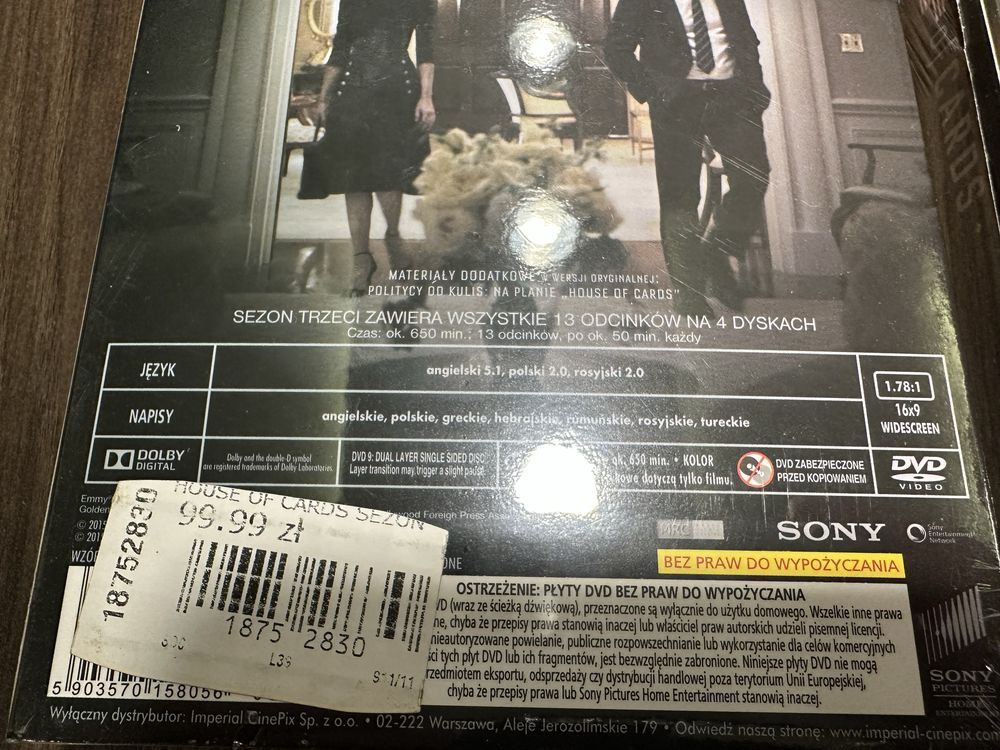 House of Cards sezon 1-4 PL 16xDVD nowe