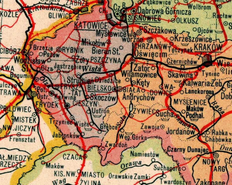 Mapa: Polska II Rzeczpospolita 1939 r. Płótno na blejtramie 50x40 cm.