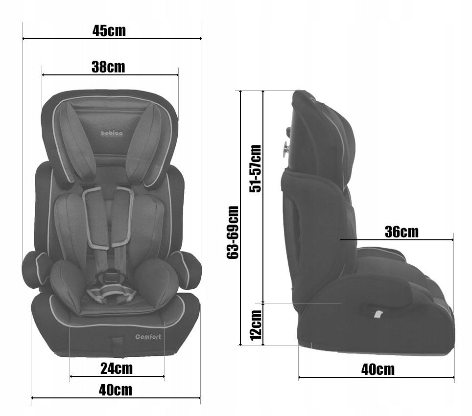 Fotelik samochodowy 3w1 9-36kg