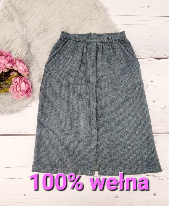 Wełniana jesienna spódnica S