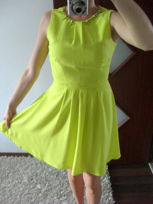 sukienka mohito limonkowa zielona neonowa 36 38