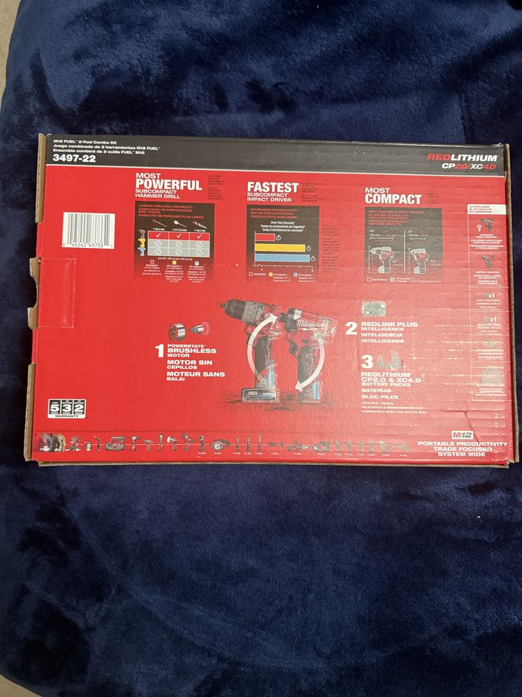 Milwaukee Fuel M12 zakrętarko-wiertarka z udarem, wkrętarka, 2xbateria