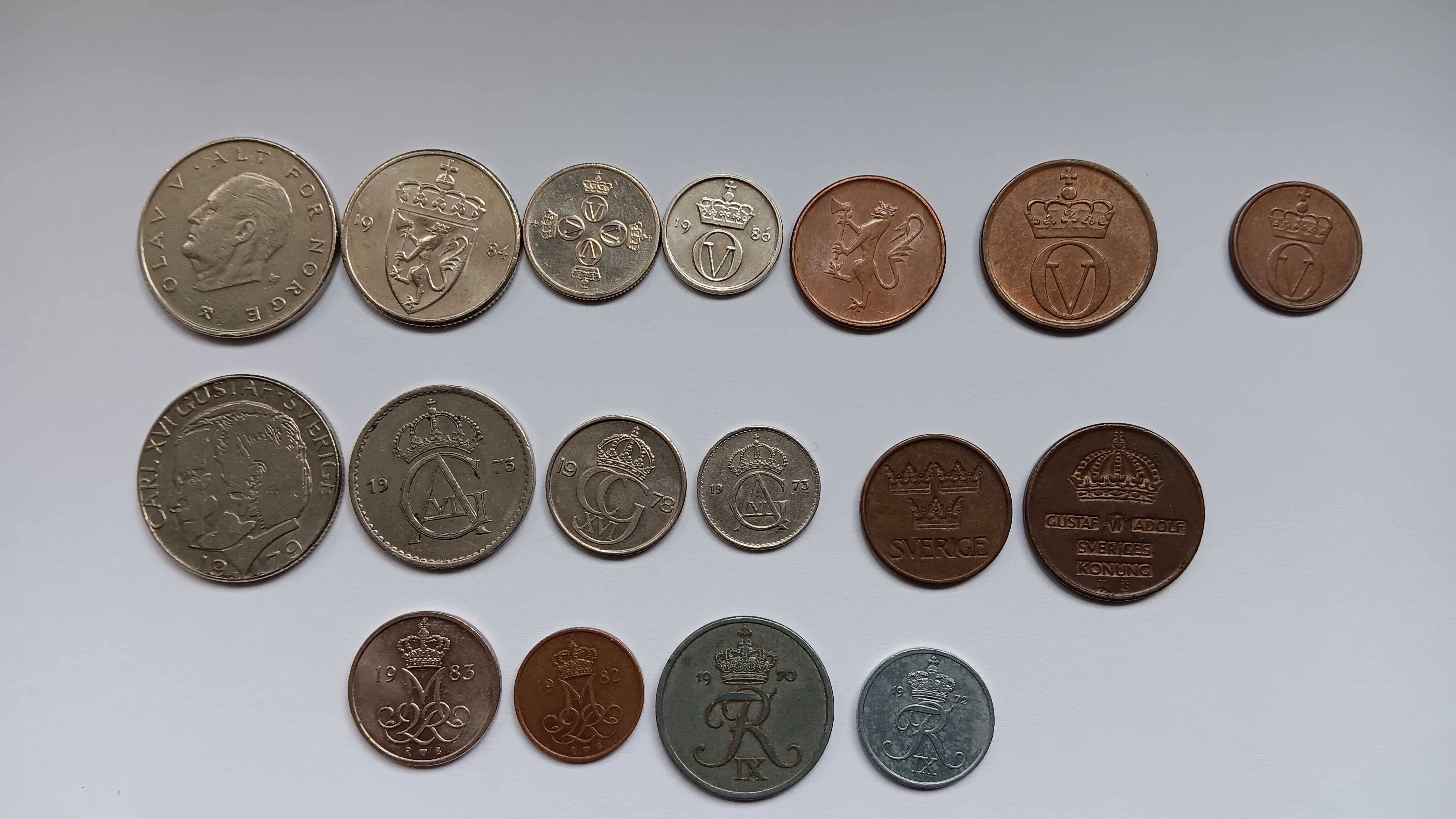 LOTE DE 17 MOEDAS – Noruega, Suécia e Dinamarca