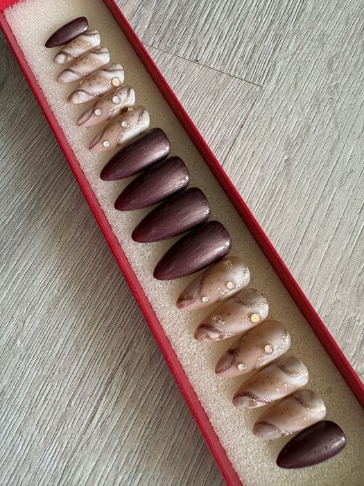 Ręcznie malowane sztuczne paznokcie, press on nails, tipsy handmade