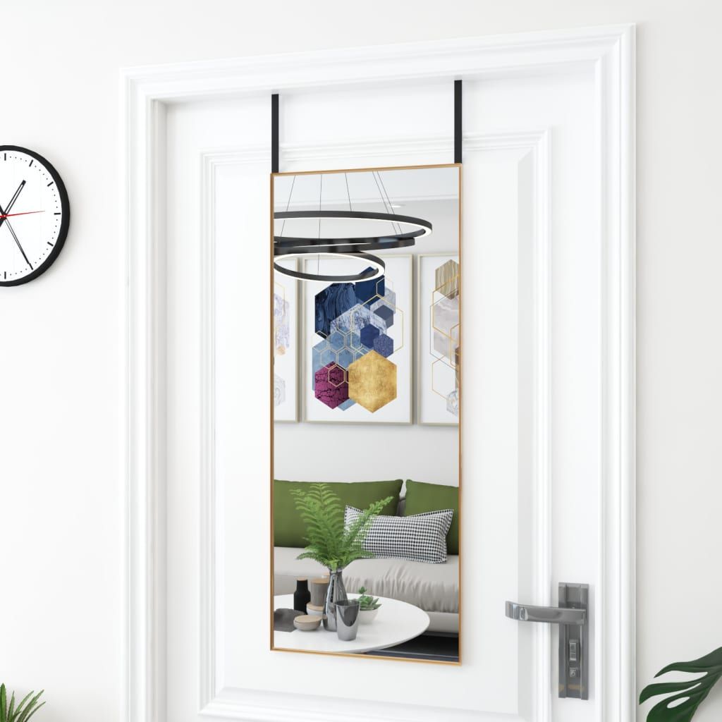 Vidaxl Lustro Na Drzwi, Złote, 40X100 Cm, Szkło I Aluminium