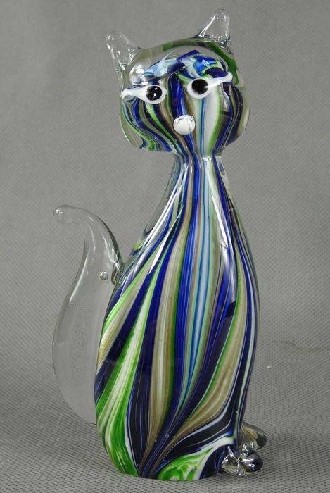 Piękna figura KOT szkło MURANO figurka 16 cm