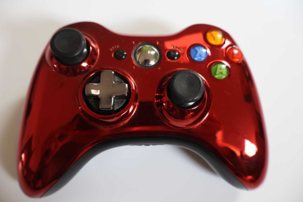 Kontroler Pad Microsoft Xbox 360 Chrome Metallic Red Idealny Czerwony