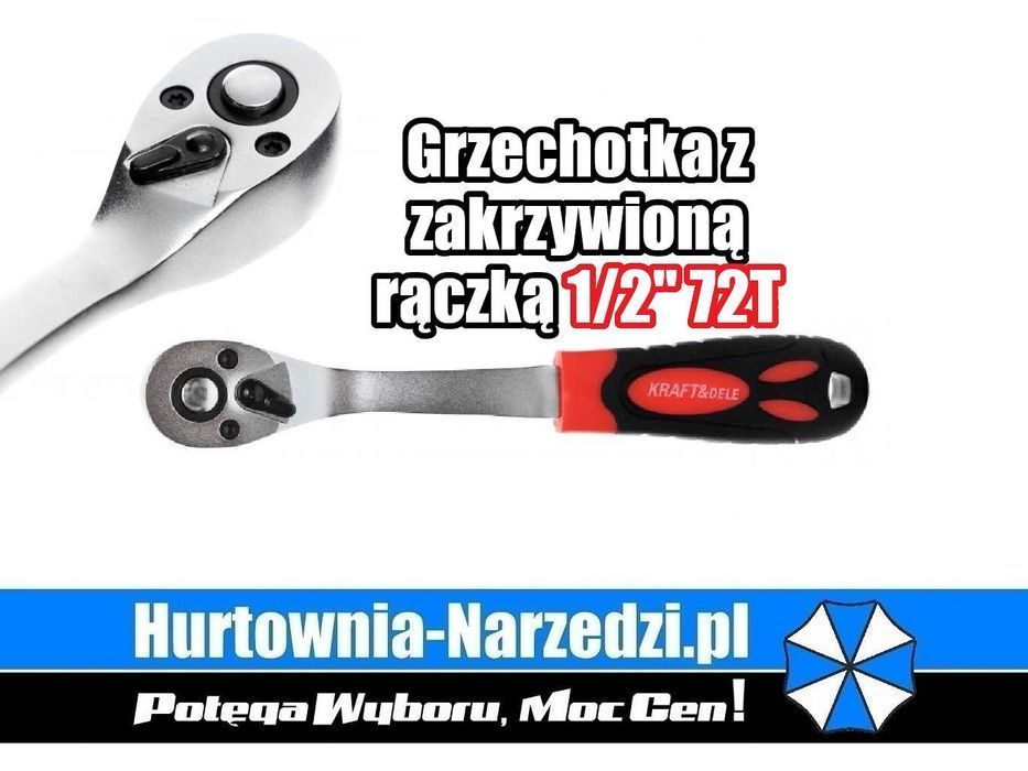 Grzechotka z zakrzywioną rączką 1/2" 72T grzechotka 1/2" pokrętło