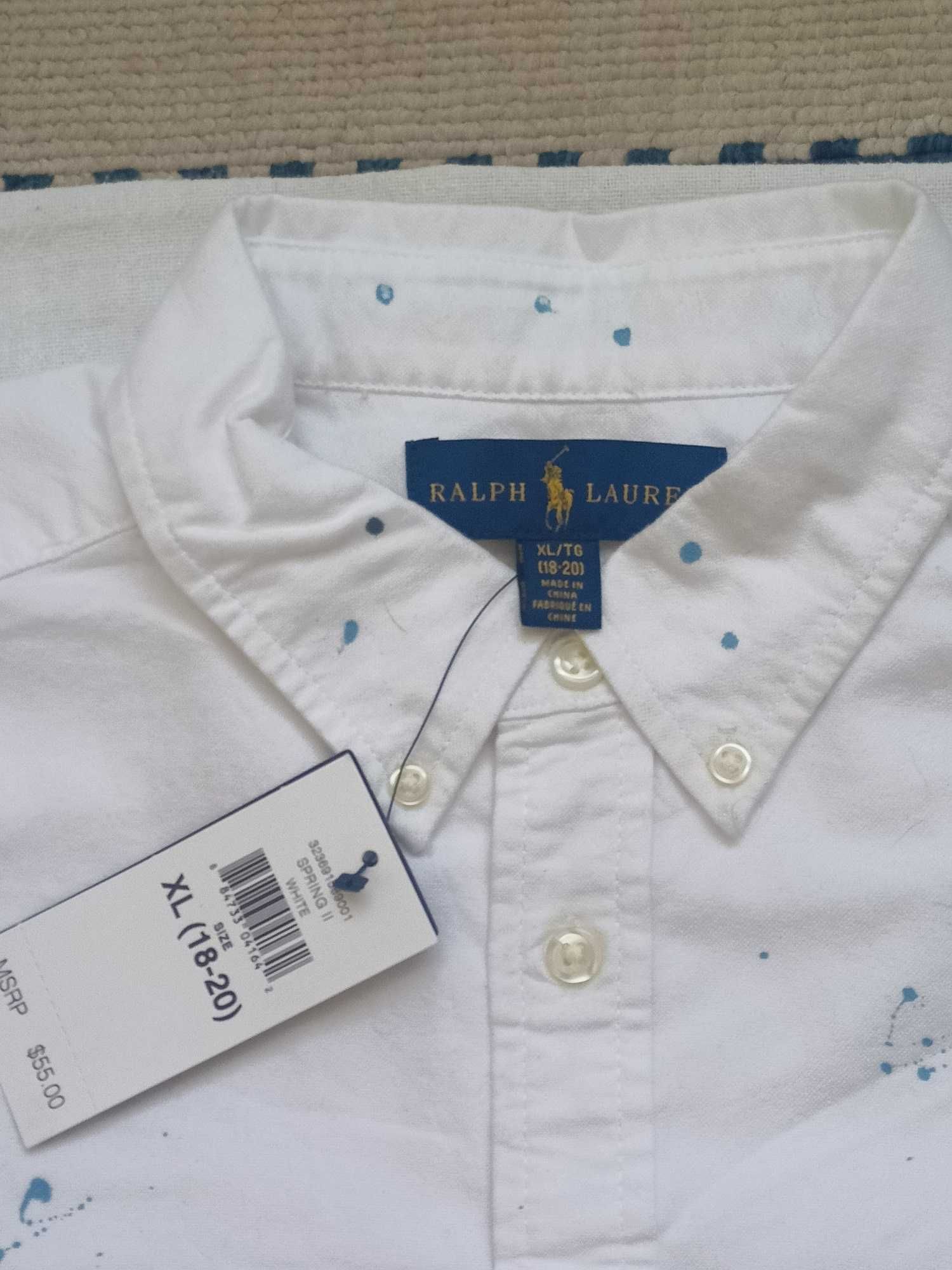 Ralph Lauren nowa biała oryginalna koszula rozm. z met. 18-20 (S)