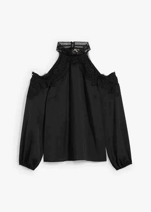 B.P.C bluzka czarna odkryte ramiona z koronką 40.