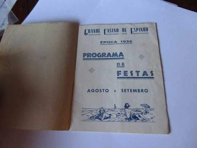 Casino Espinho 1935 programa festas agosto e setembro