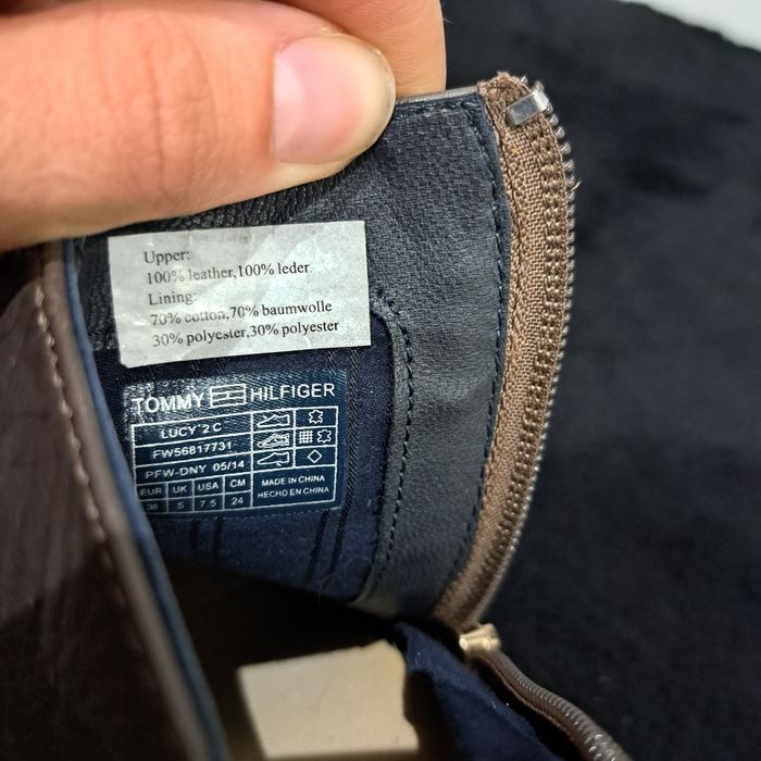 Botki Tommy Hilfiger, 38, buty za kostkę, buty na obcasie, 100% Skóra,