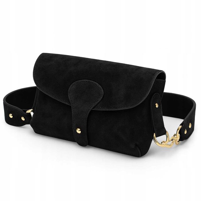 LAURA BIAGGI Torebka Damska Crossbody Czekolada Zamsz Naturalny Skóra