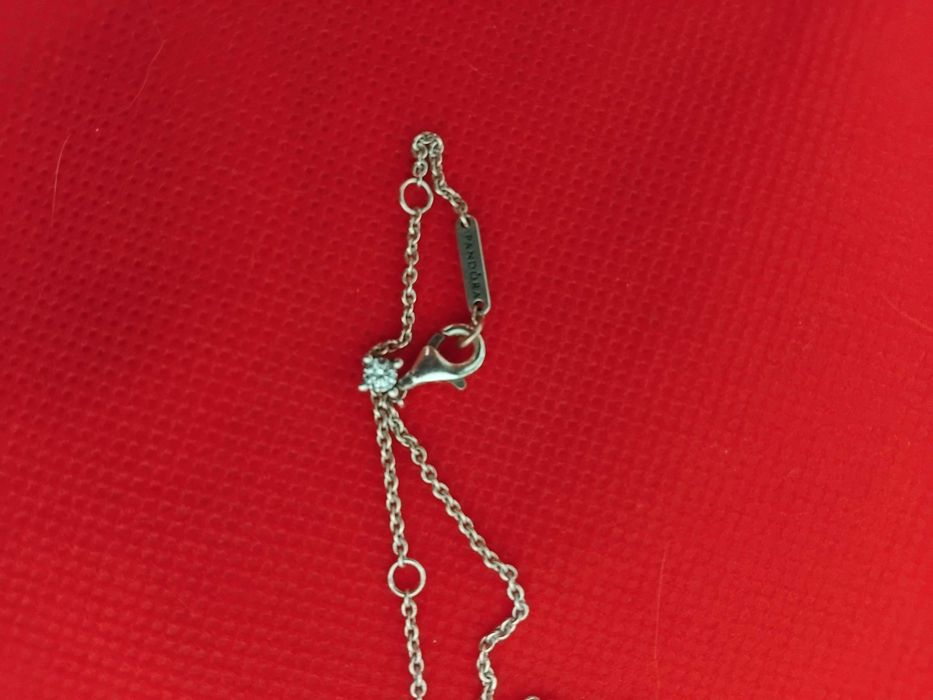 Colar coração de prata com brilhantes Pandora