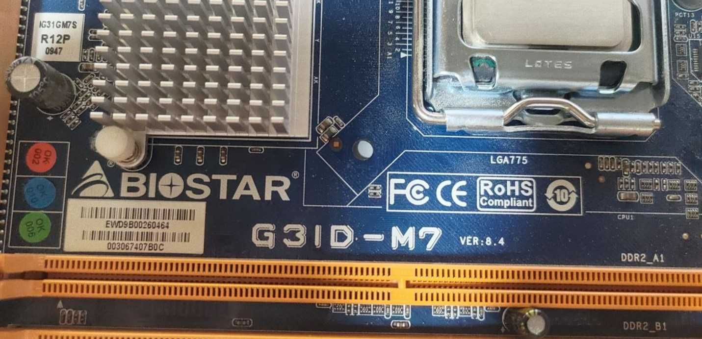 Материнська плата Biostar G31D-M7 сокет 775 + проц Core 2 Duo E7400