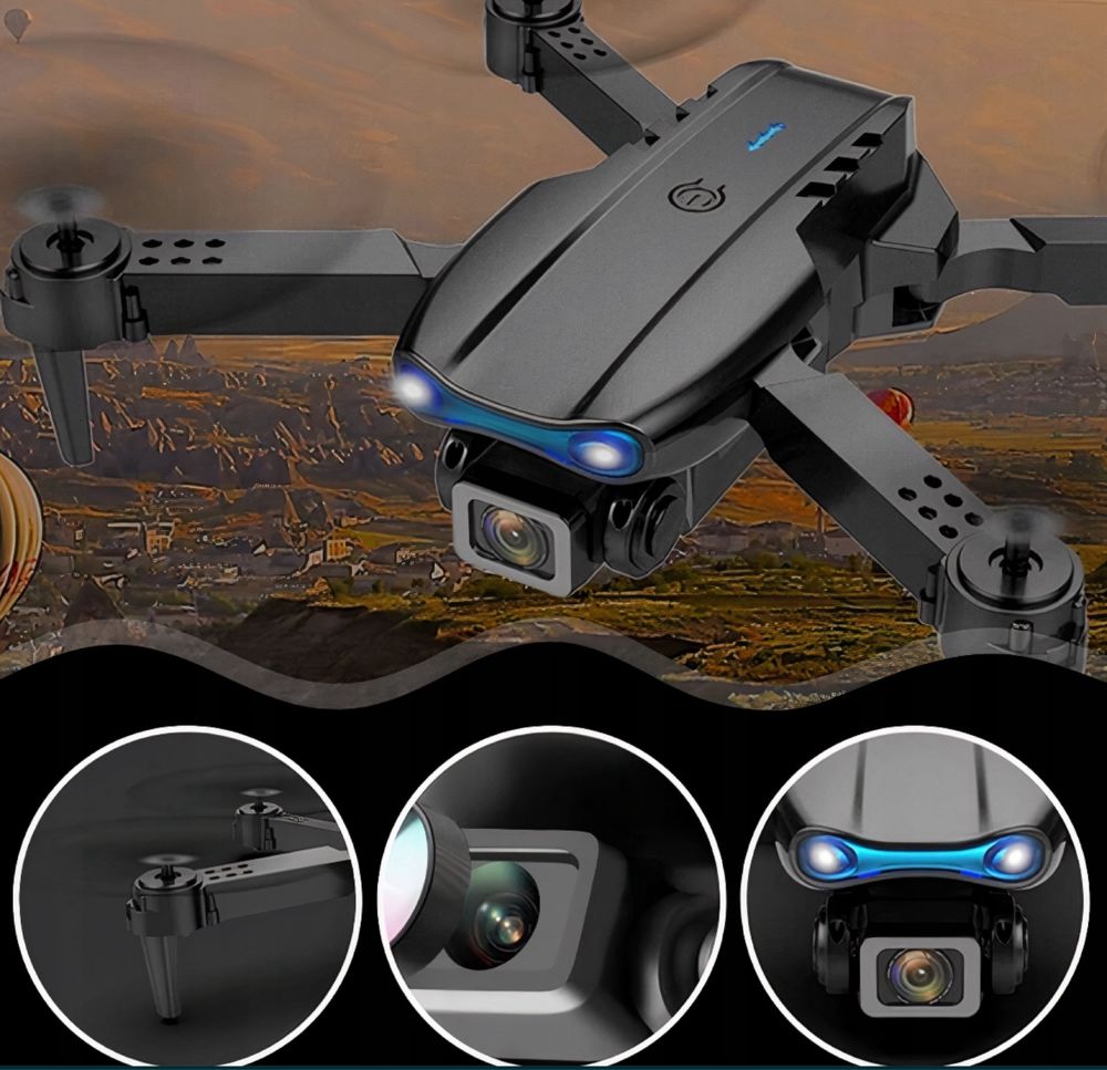 Dron 2 Akumulatorowy 2 Kamery Zasięg 200 m Unika Przeszkody Pilot 4K