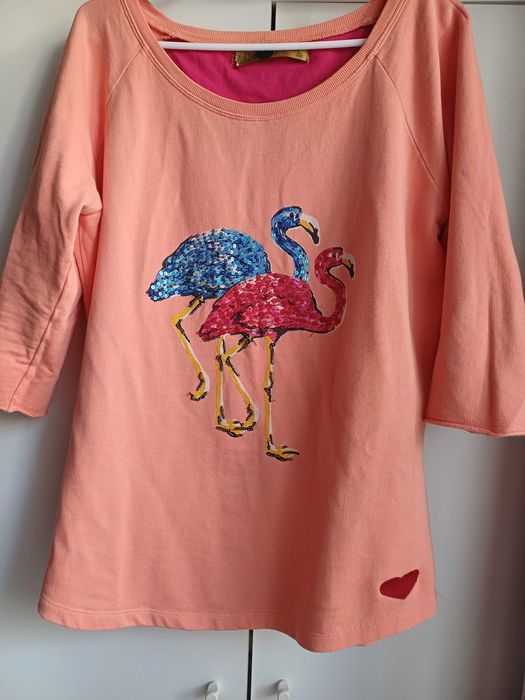Bluza/Pulwer Desigual Flamingo z cekinami, rozmiar L