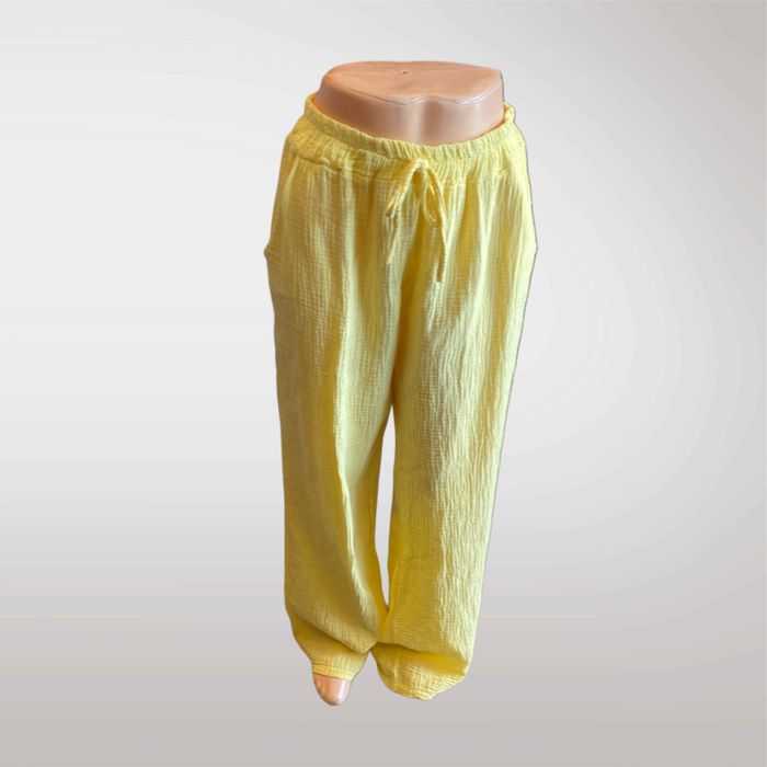 Spodnie Damskie 100% Bawełna Szerokie na Lato Białe