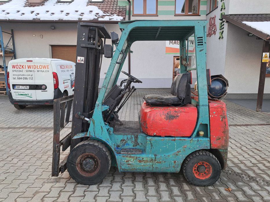 Wózek widłowy Mitsubishi KFG15, LPG, 1,5t, 1993r, Duplex 3m, przesuw b