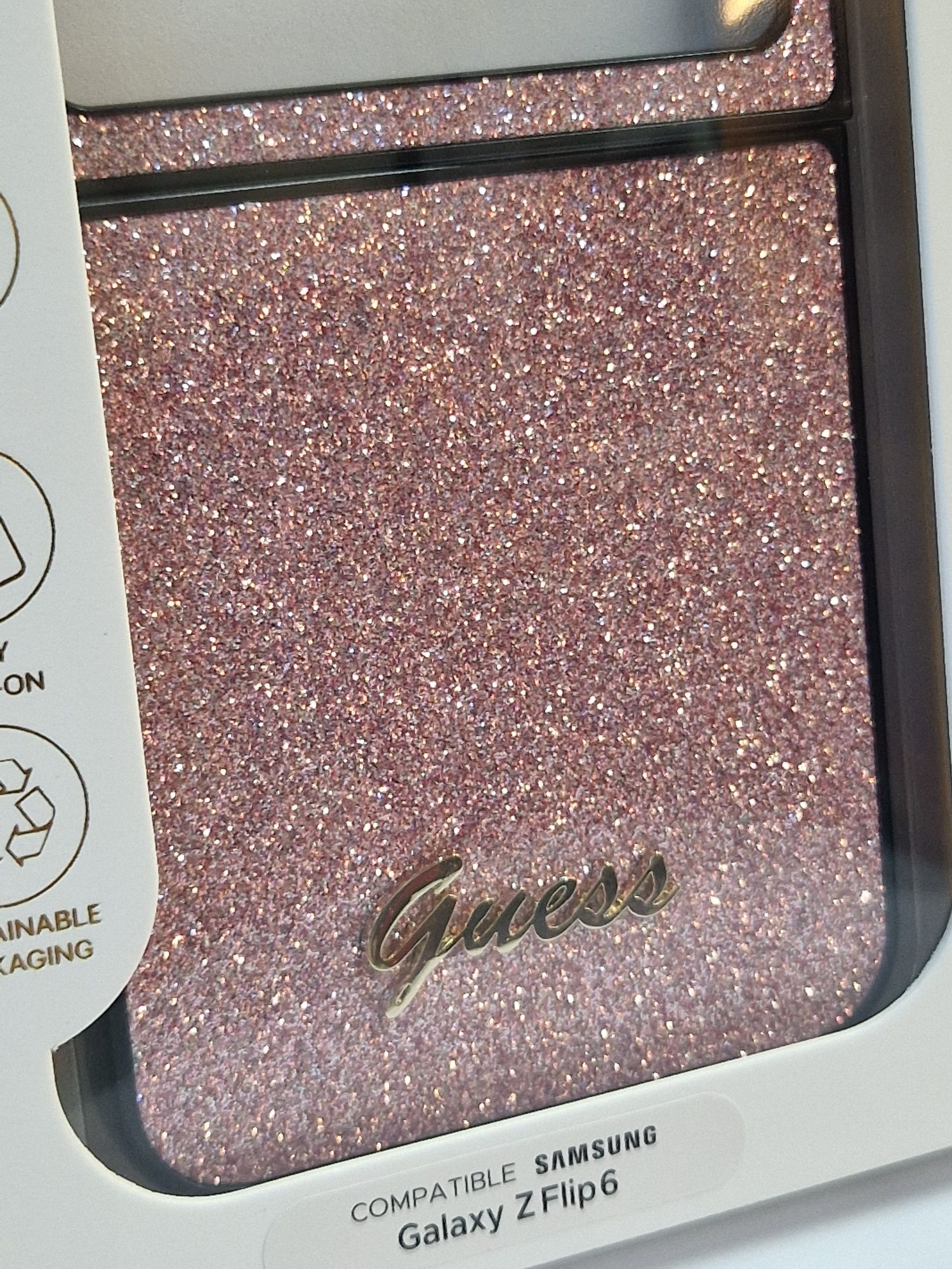 Oryginalne Etui GUESS 4G Glitter Script do Samsung Galaxy Flip 6
