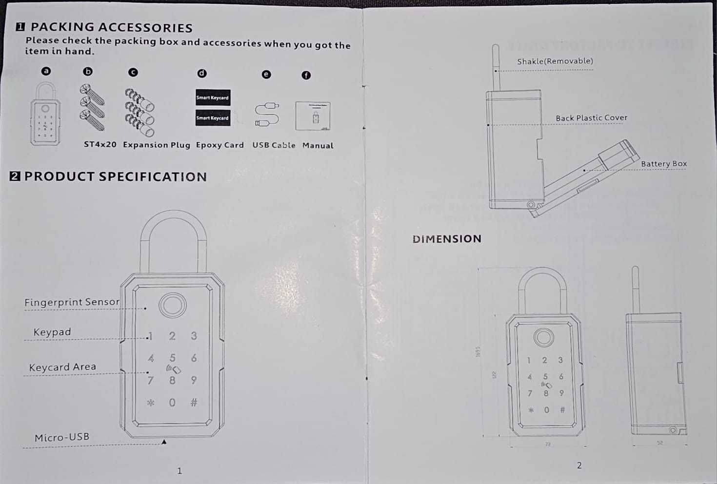 Tuya Digital Key Lock Box Weatherproof Outdoor Safe Wall Fingerprint