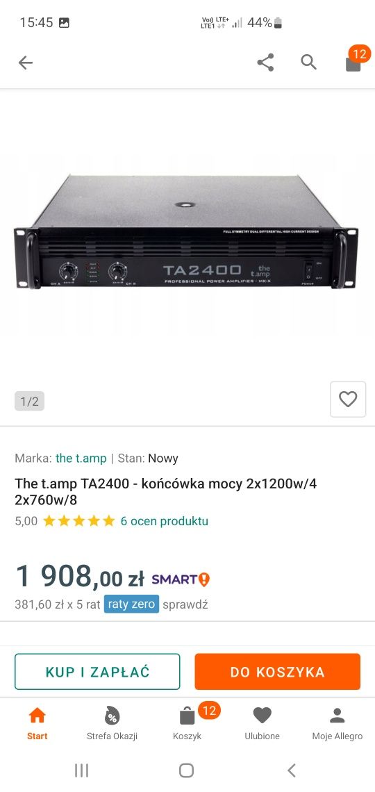 Kolumny LDM 1000RMS x2 Wzmacniacz The t.amp 2400