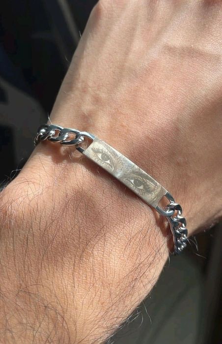 Pulseira com olhar / olhos gravados - fotografia, aço inoxidável