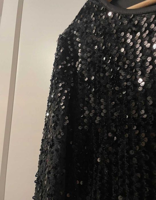 Cekinowa sukienka MIDI na sylwestra wesele imprezę L