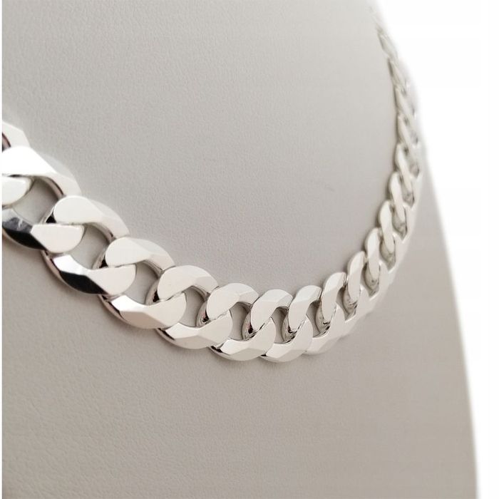 Gruby Srebrny Łańcuch Męski Pancerka Pełny 60 Cm 12 Mm Próba 925 + Gra