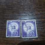 Znaczek U. S. LIBERTY PURPLE 3 CENTY stemplowany.