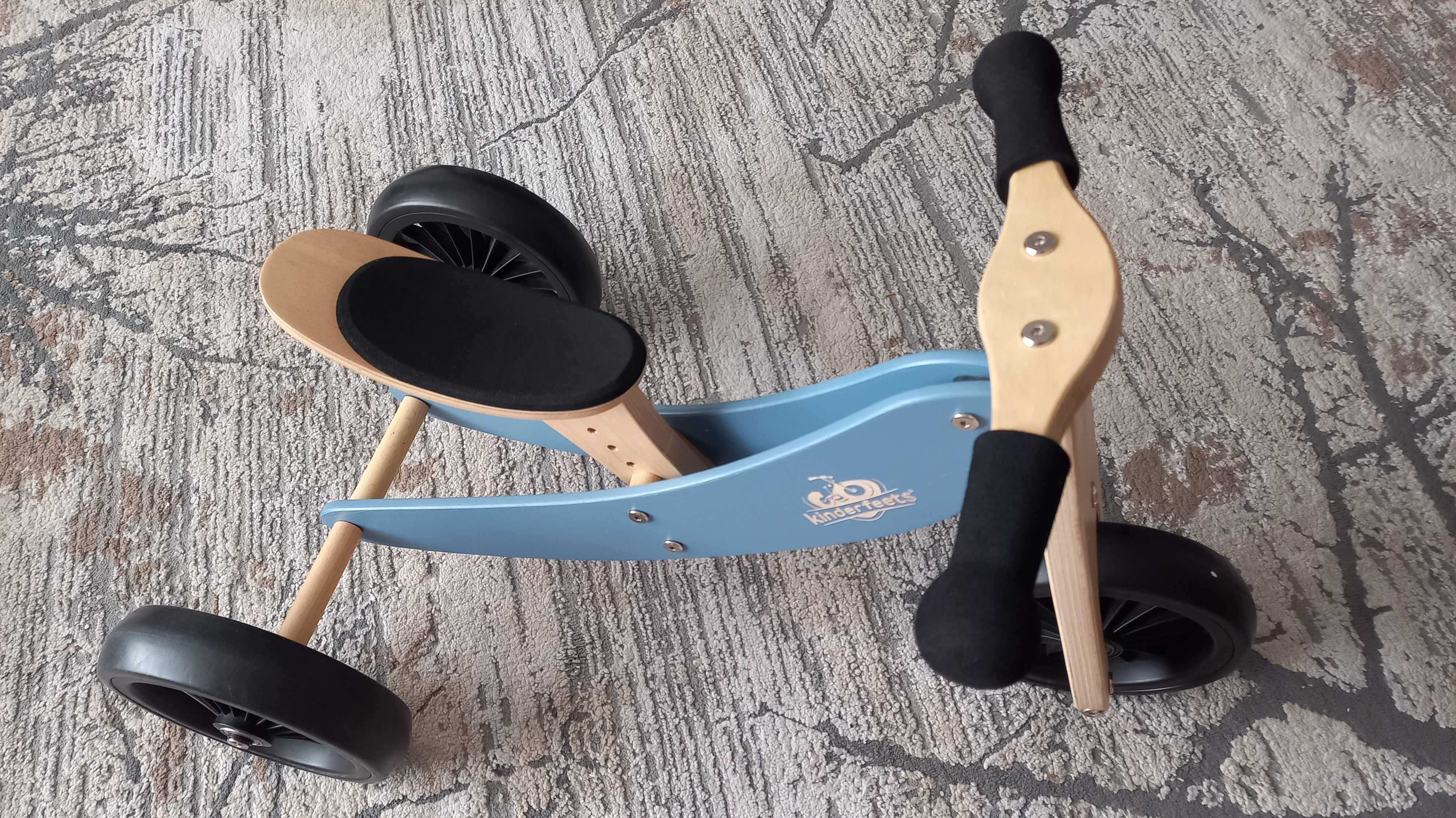 Rower rowerek drewniany 2w1 Kinderfeets niebieski