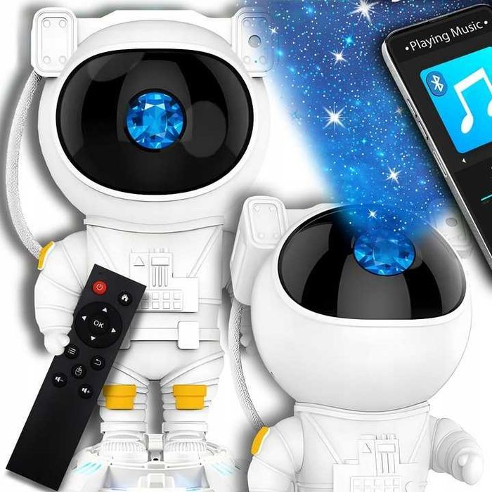 Projektor Gwiazd Lampka Nocna Dla Dzieci Astronauta z Głośnikiem