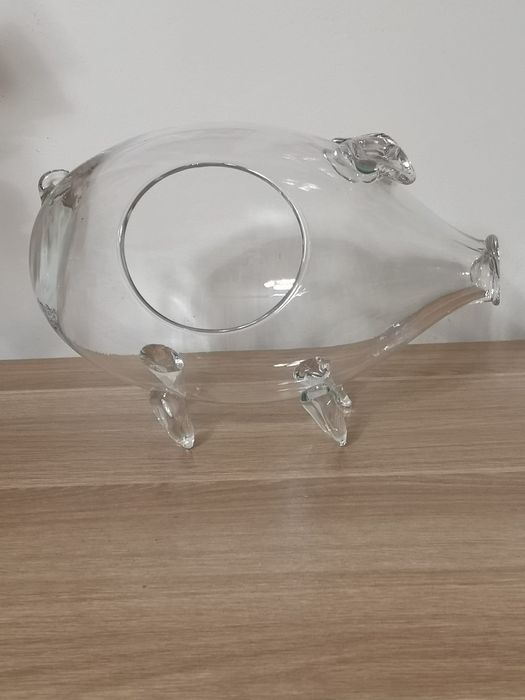 Świnka ze szkła pojemnik dekoracja