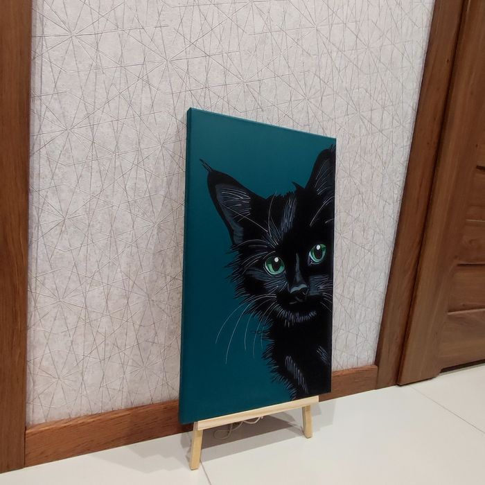Czarny kot obraz na płótnie
