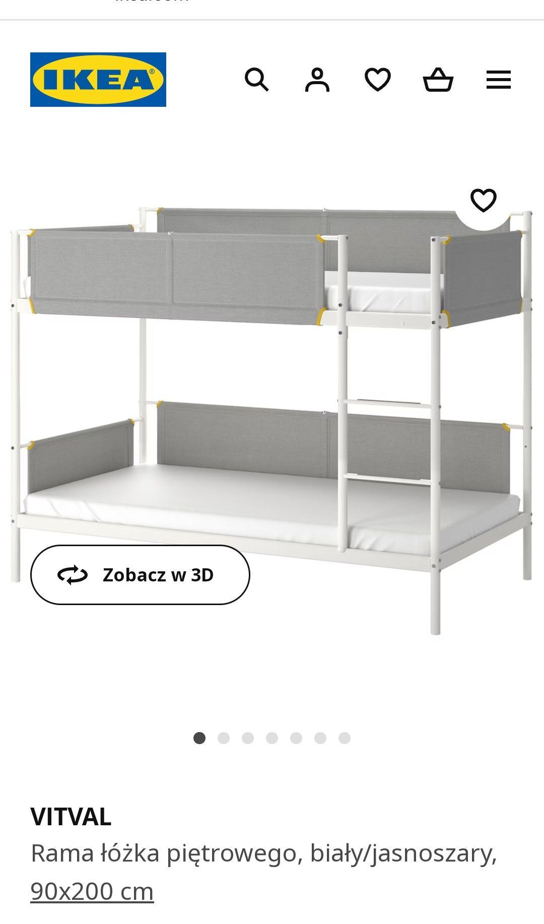 Rama łóżka piętrowego, Vitval, Ikea, biały/jasnoszary