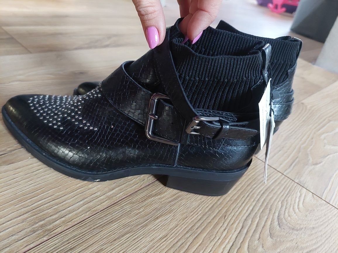 Buty kozaki botki 38 bershka cwieki skóra