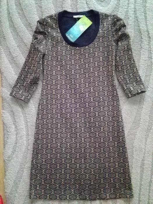 Sukienka Blue Shadow r.36 S granatowa ze złotym sylwester elegancka