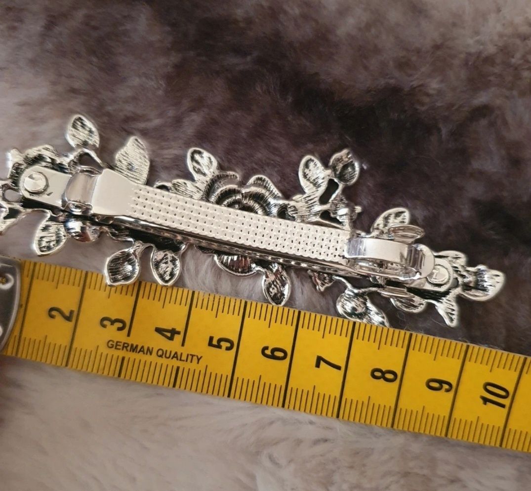 Spinka/klamerka do włosów vintage, srebrna ,10 cm