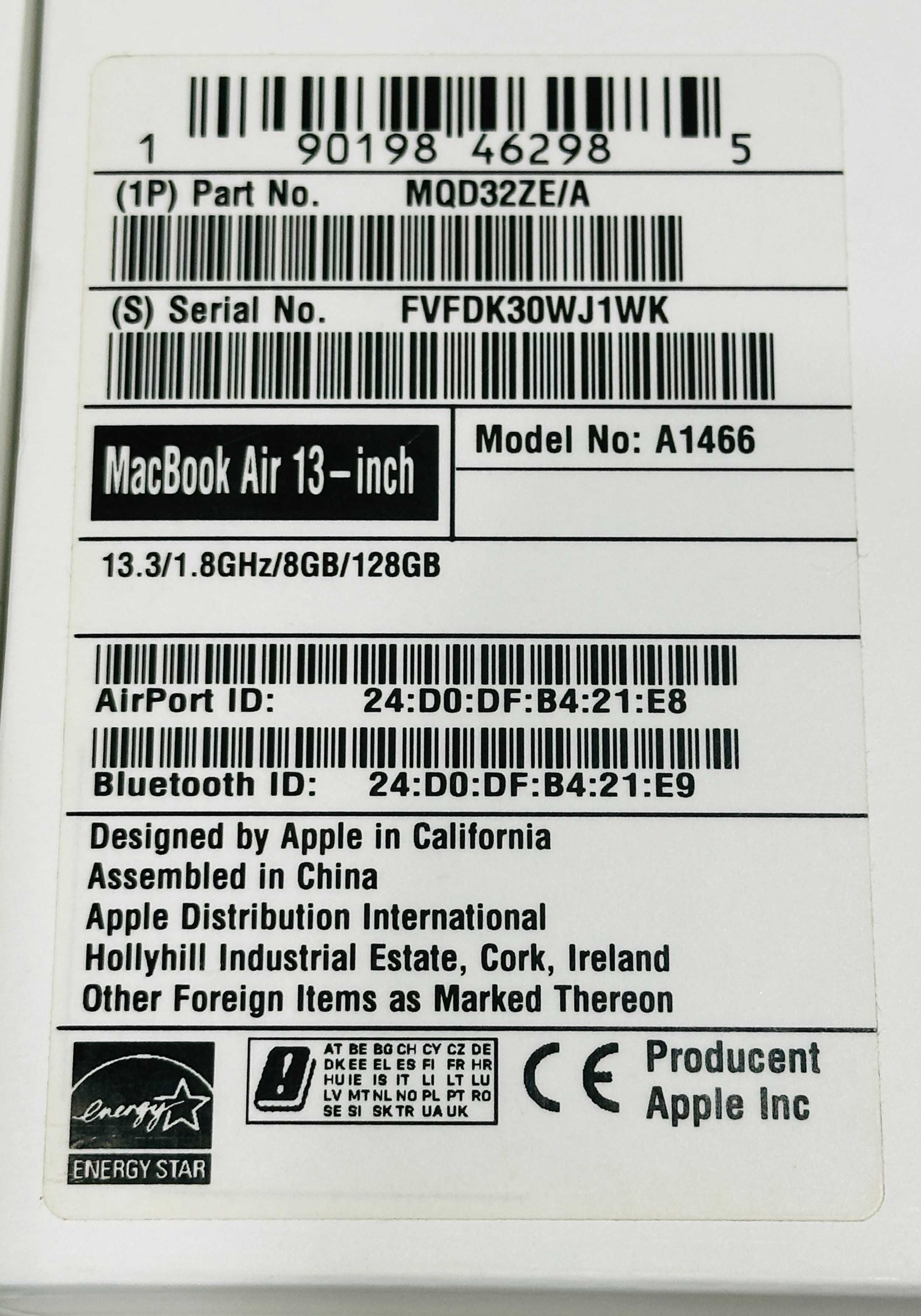 Idealny MacBook Air 13 A1466 / 2017 i5 8GB 128GB 89 Cykli OS Ventura
