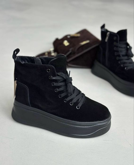 Женские зимние замшевые ботинки