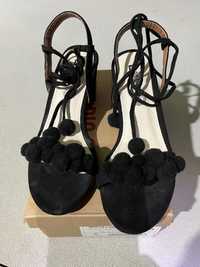Sandały czarne zamszowe