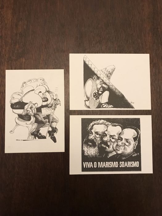 3 Postais Caricatura Mário Soares