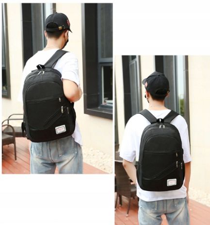 Plecak Czarny Zestaw 3W1 Torba Saszetka Piórnik Usb Szkolny P32