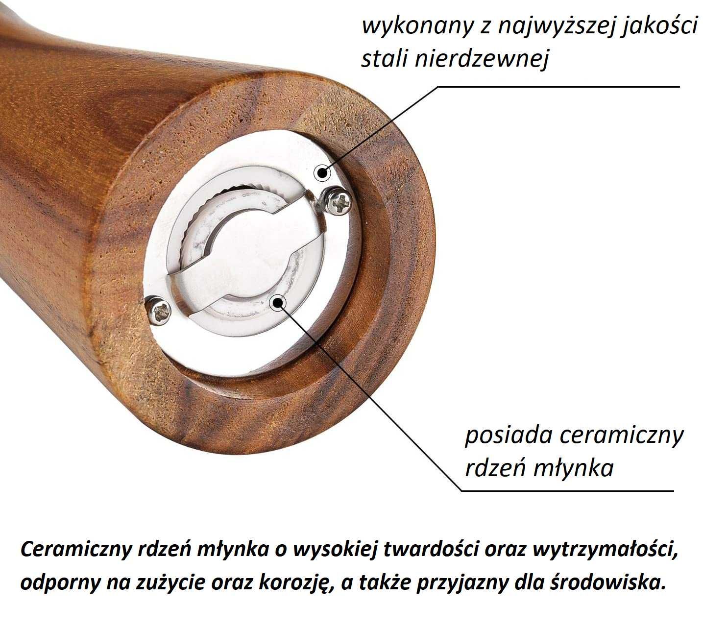 2×Ręczny drewniany Młynek Do Soli I Pieprzu zestaw z łyżką i szczotką