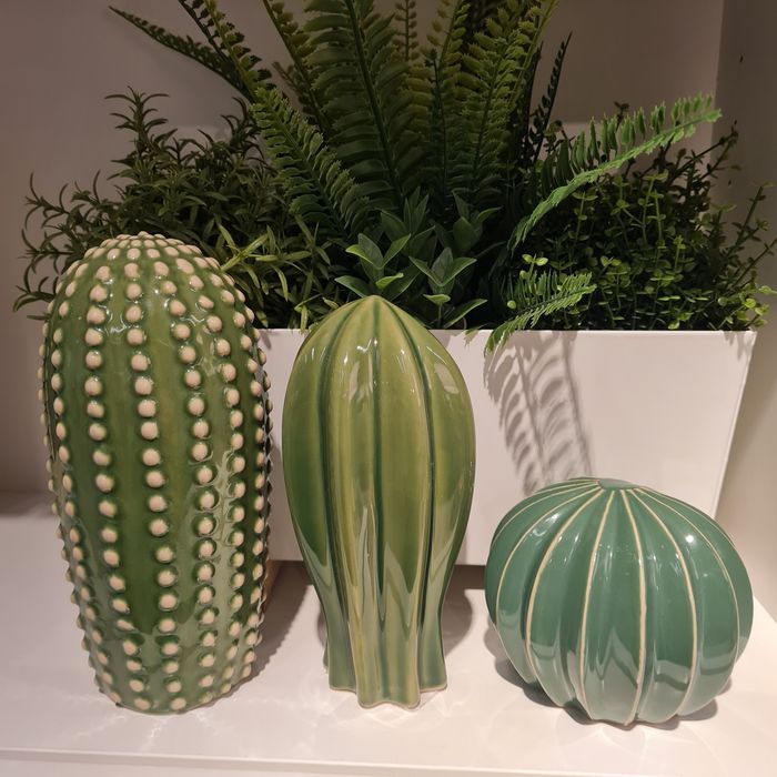 Ikea kaktusy ceramiczne komplet dekoracji 3 sztuki Nowe