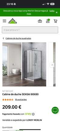 Cabine de duche + base + conjunto de duche