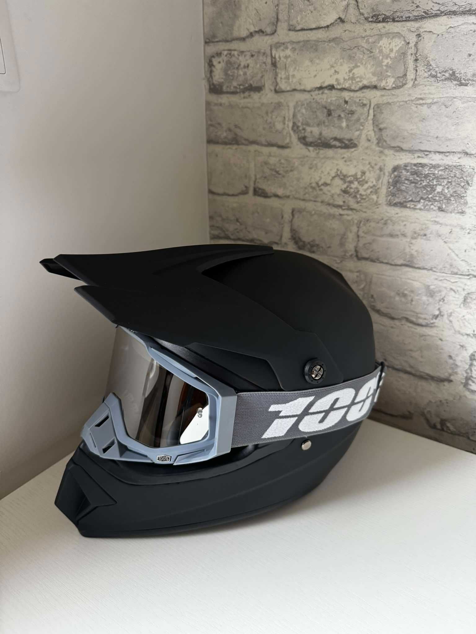 Zestaw kask r. XL gogle cross quad rower hulajnoga ATV offroad 100%