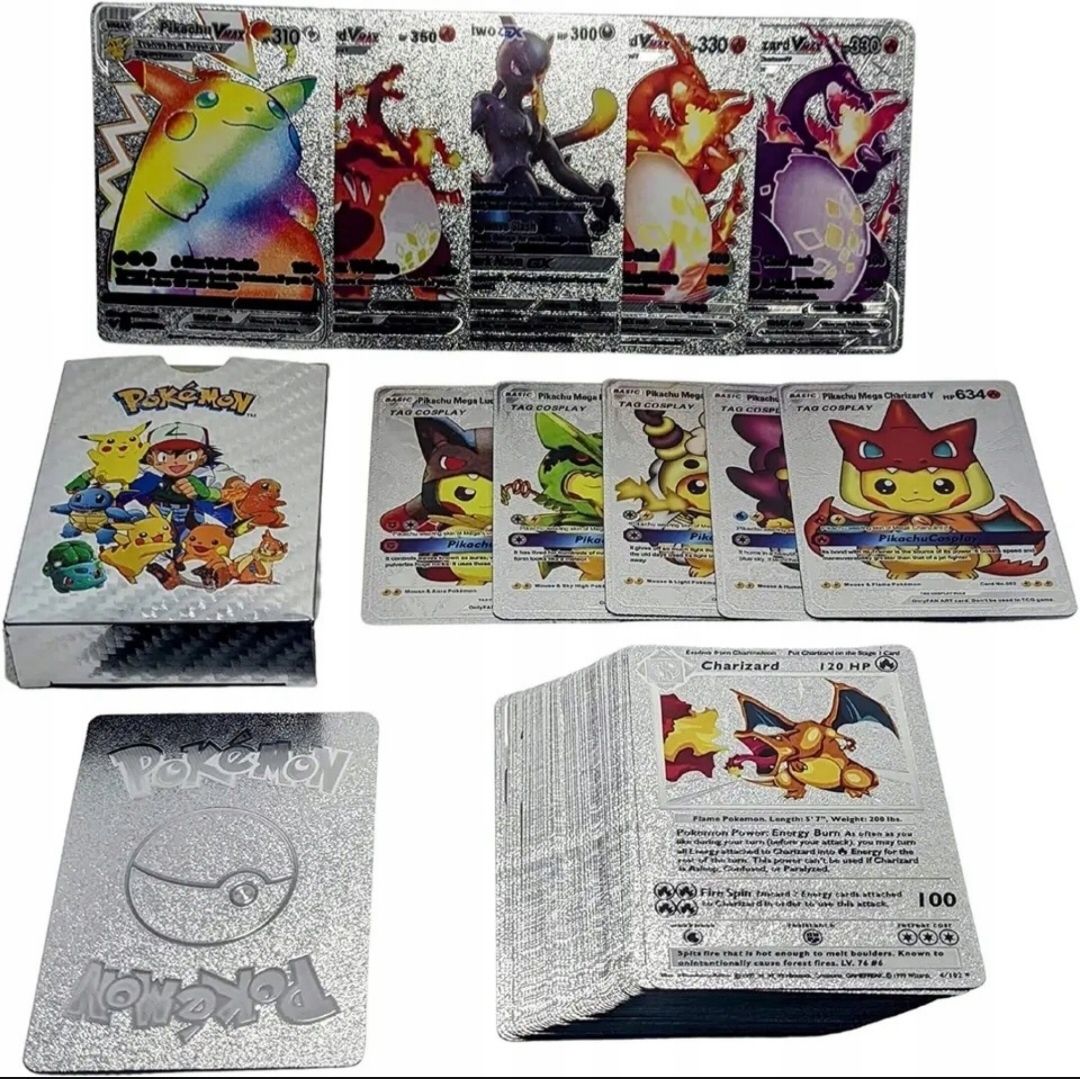 Zestaw 55 plastikowych kart starannie wykonanych Pokemon. Nowe.