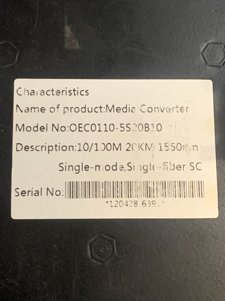 Оптоволоконный медиаконвертер Fiber/T